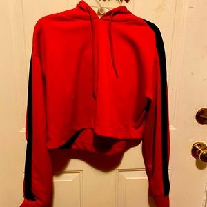 Red cropped hoodie
